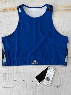 Adidas x Zoe Saldana NWT size Large High Neck Racerback Sports Bra Royal Blue